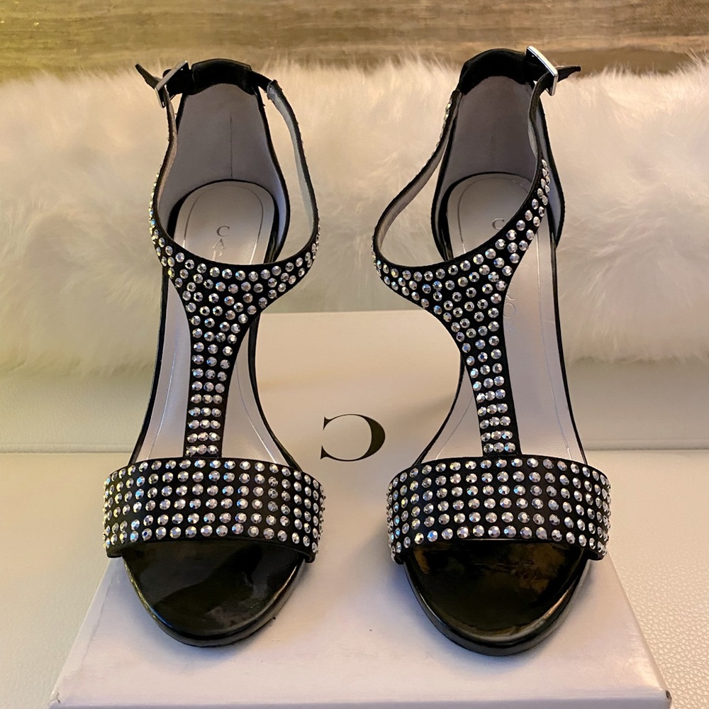 Caparros Women’s Black Evening Dress Sandals with Crystals Size 8 New in Box.
